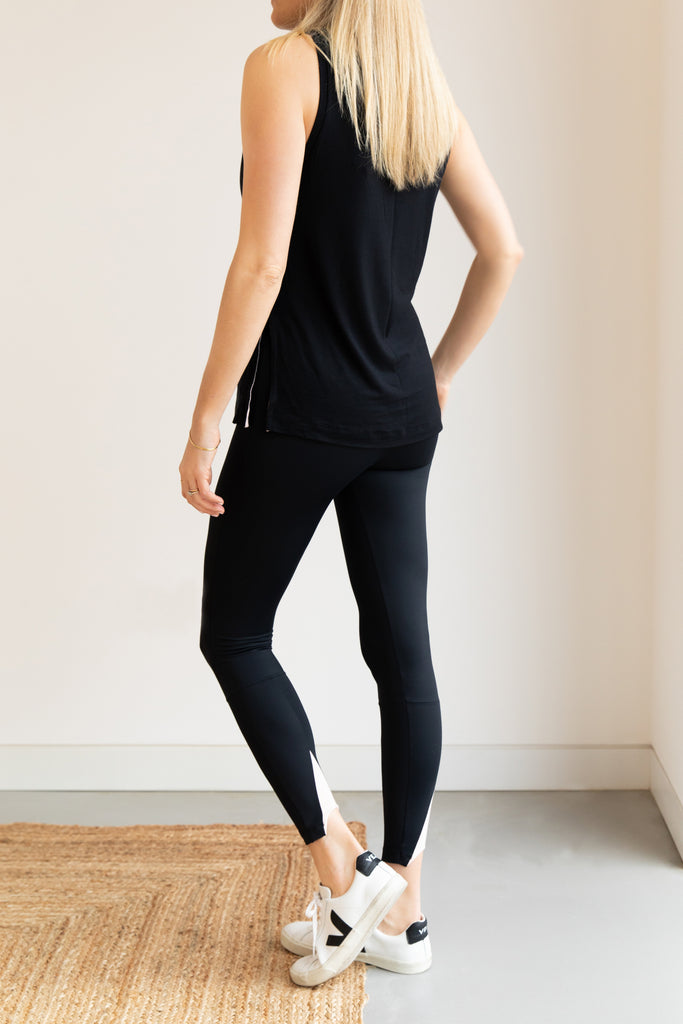 black yoga top made from bamboo