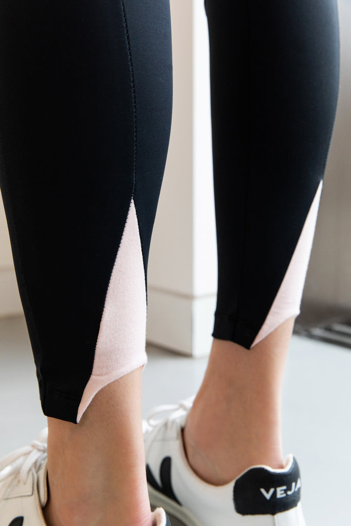 black yoga leggings made from ocean waste and bamboo
