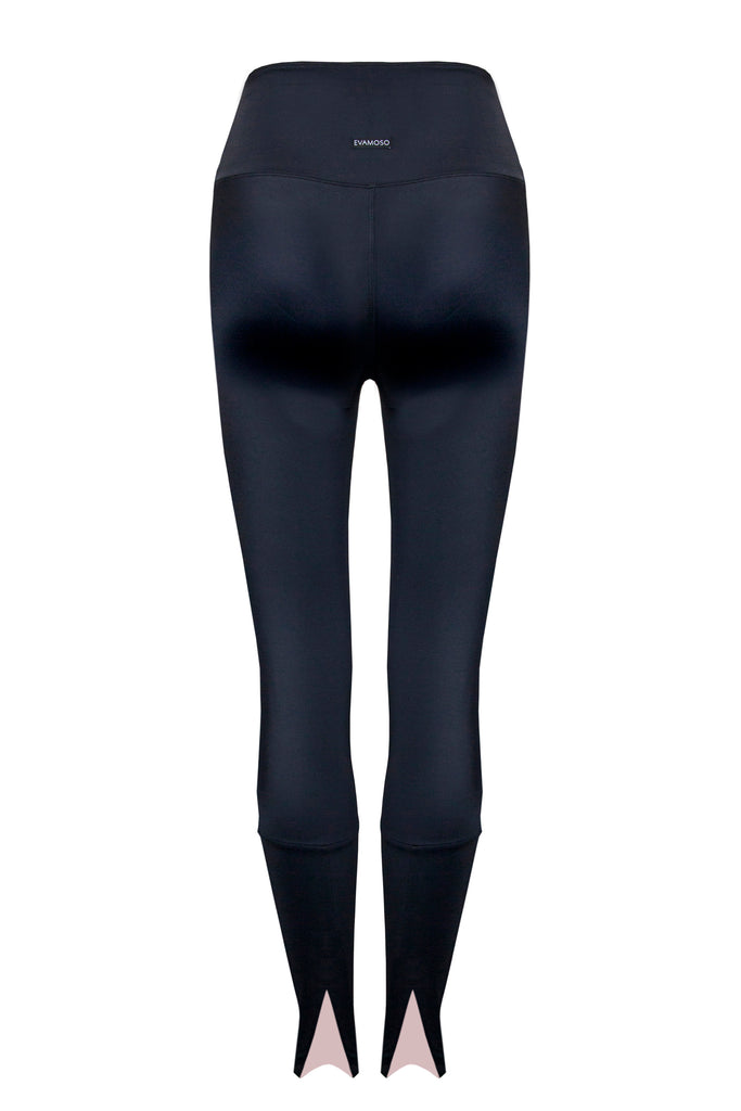 high waisted black workout leggings made from recycled fabric